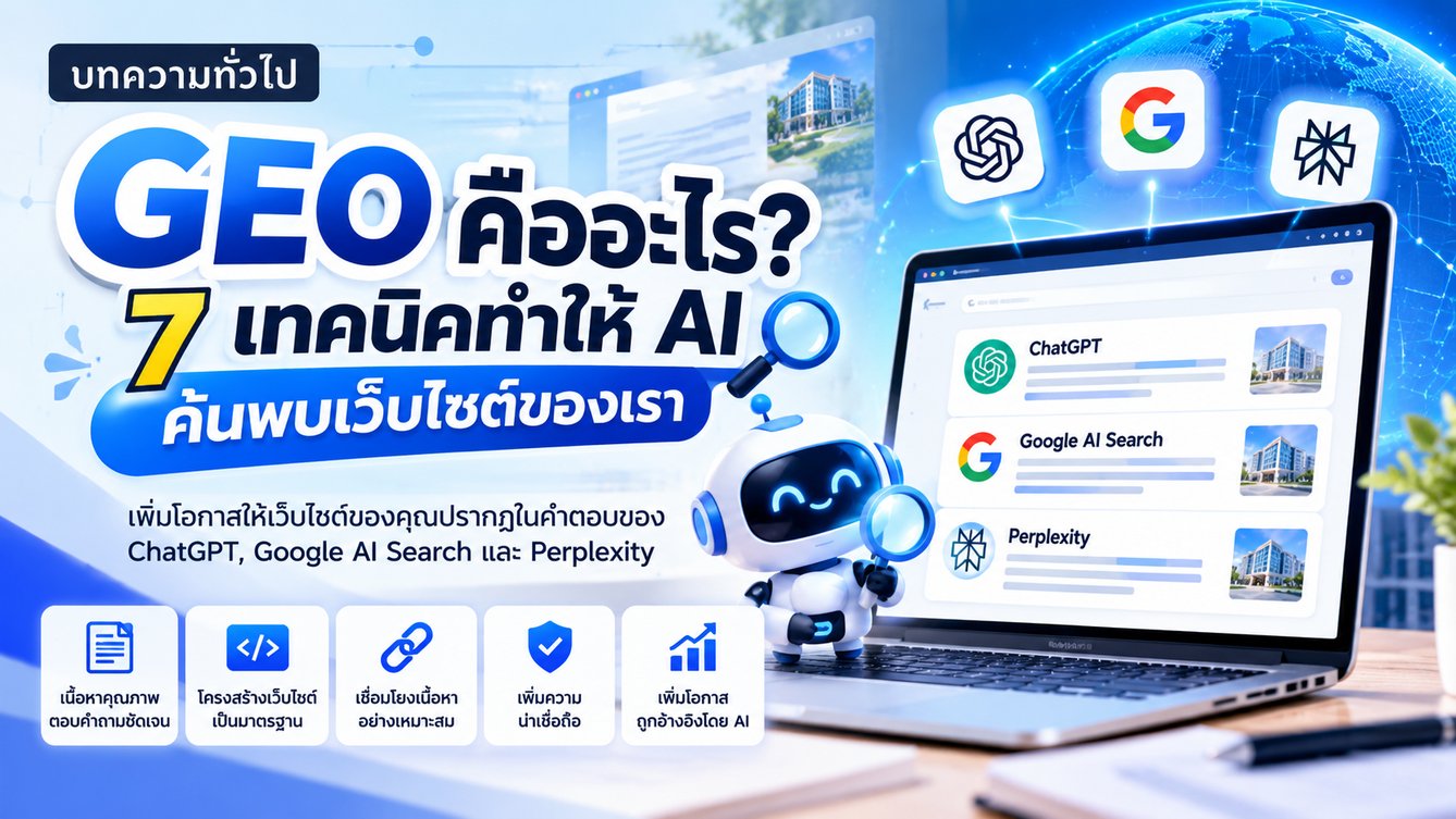 ทำอย่างไรให้ AI ค้นพบเว็บไซต์ของเรา? รู้จัก GEO เทคนิคเพิ่มโอกาสให้เว็บไซต์ปรากฏในคำตอบของ AI